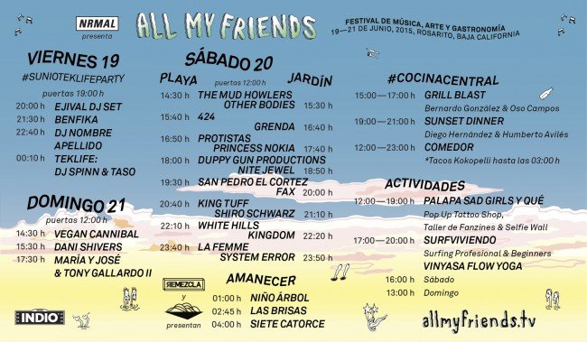 all my friends 2015 horarios