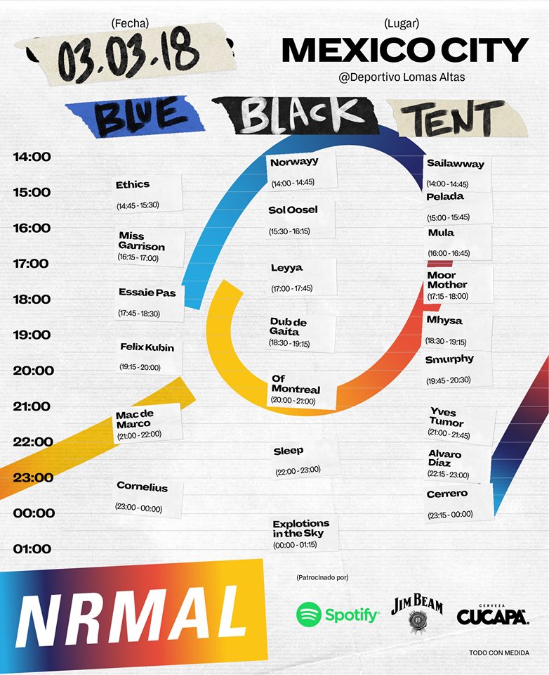 horarios por escenario festival nrmal 2018