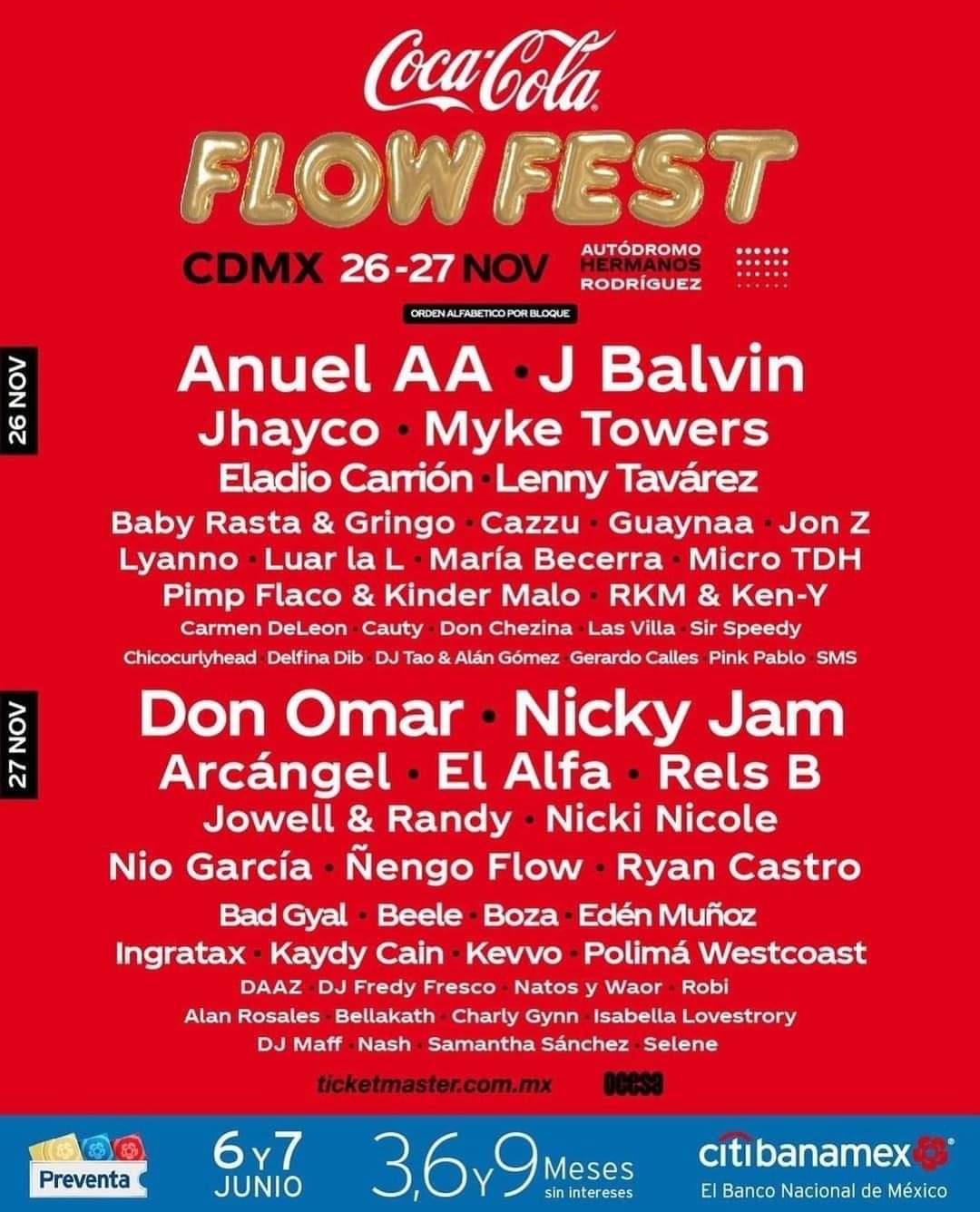 Cartel oficial del Coca Cola Flow Fest 